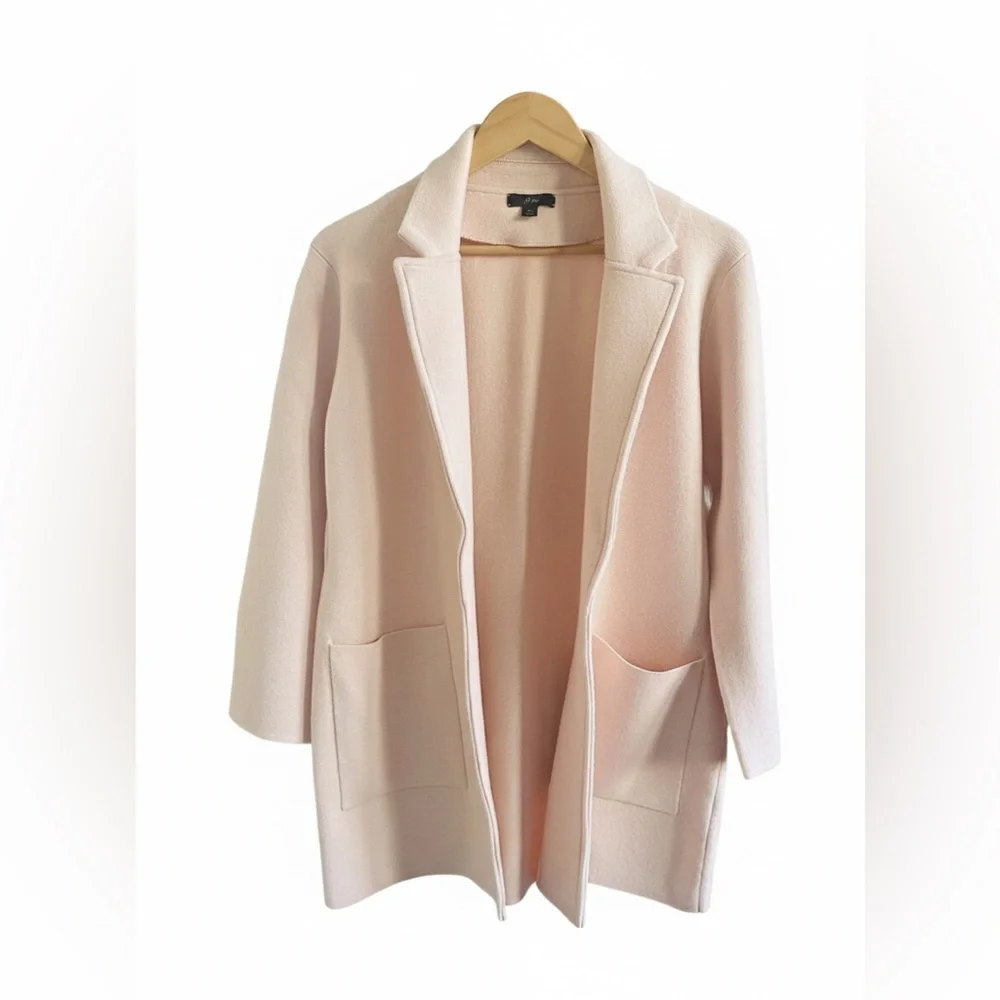 J. Crew Sophie Open Front Sweater Blazer Pink Wool Blend Jacket. Women’s Size M